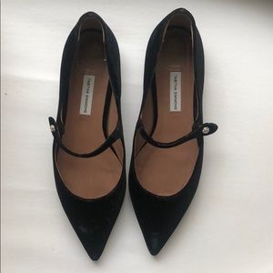 Tabitha Simmons Hermione Black Velvet Flats 8.5